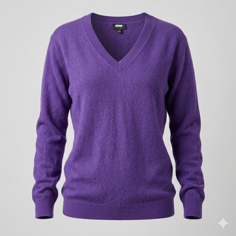 Talbots 100% Cashmere V-Neck Sweater Purple Small